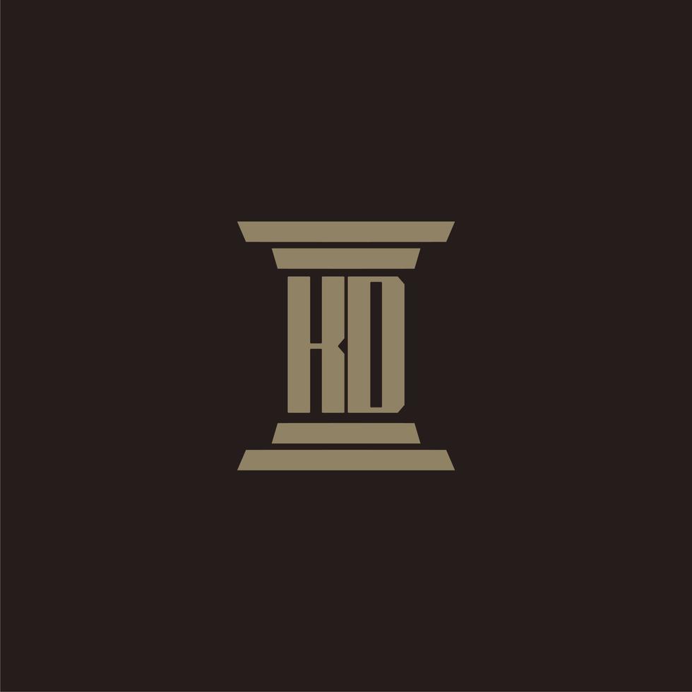 KD monogram initial logo for lawfirm with pillar design vector