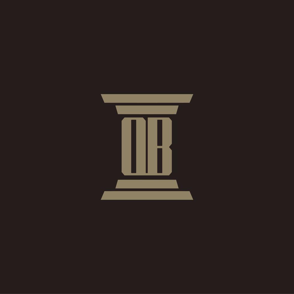QB monogram initial logo for lawfirm with pillar design vector
