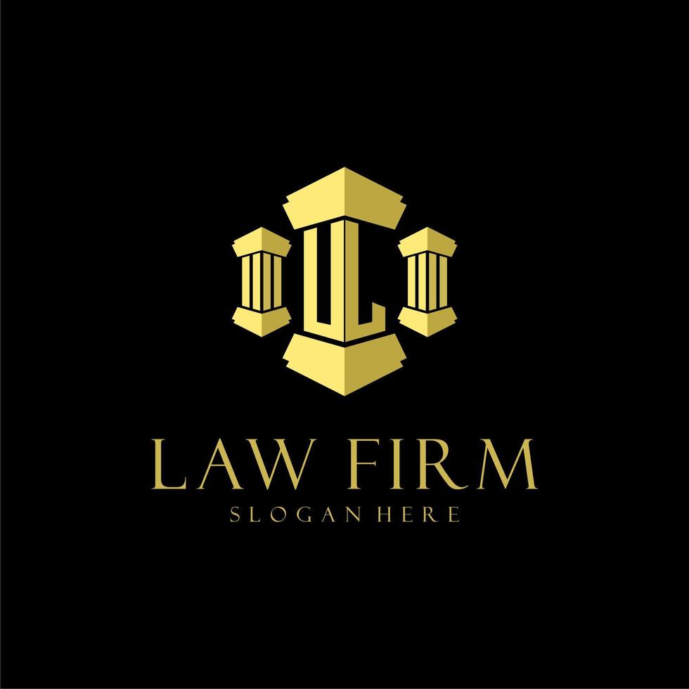 UL initial monogram logo for lawfirm with pillar design vector