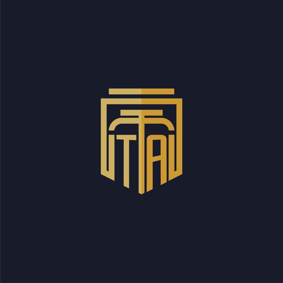 TA initial monogram logo elegant with shield style design for wall mural lawfirm gaming vector