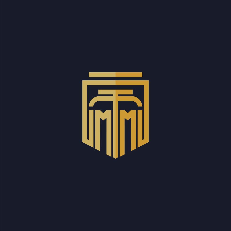 MM initial monogram logo elegant with shield style design for wall mural lawfirm gaming vector