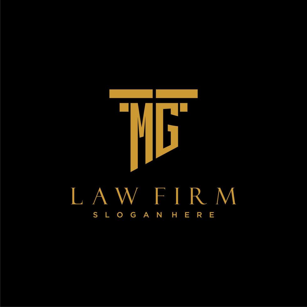 MG monogram initial logo for lawfirm with pillar design vector