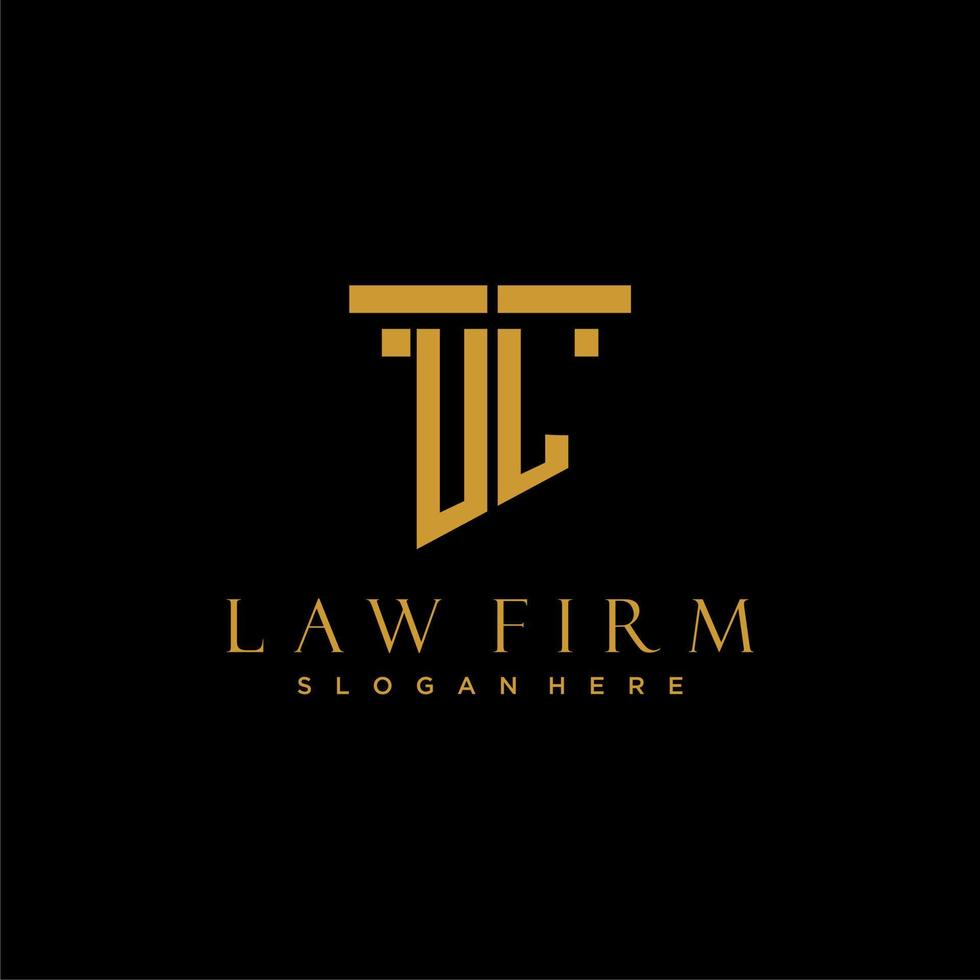 UL monogram initial logo for lawfirm with pillar design vector