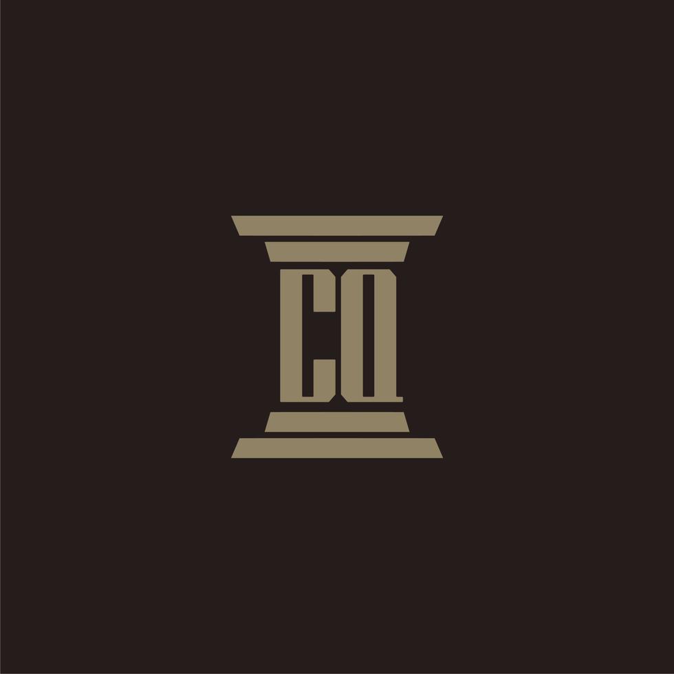 CQ monogram initial logo for lawfirm with pillar design vector