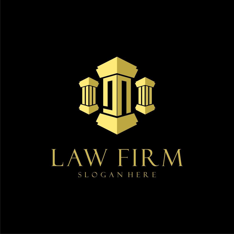 DN initial monogram logo for lawfirm with pillar design vector