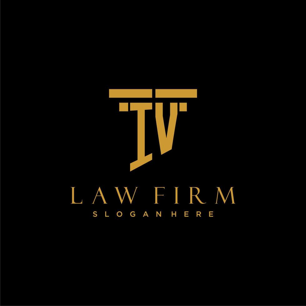 IV monogram initial logo for lawfirm with pillar design vector