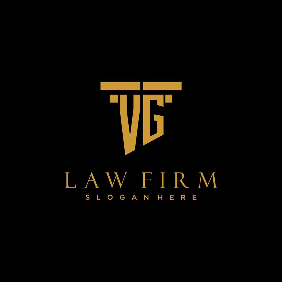 logotipo inicial del monograma vg para bufete de abogados con diseño de pilar vector