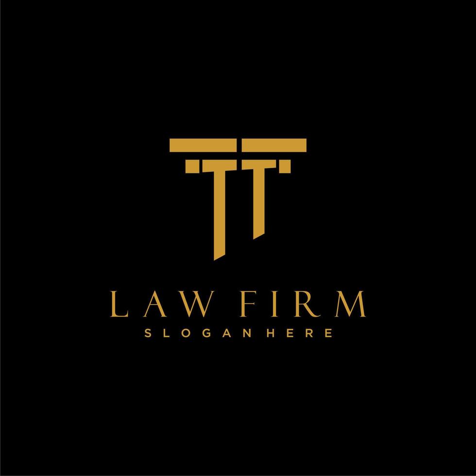TT monogram initial logo for lawfirm with pillar design vector