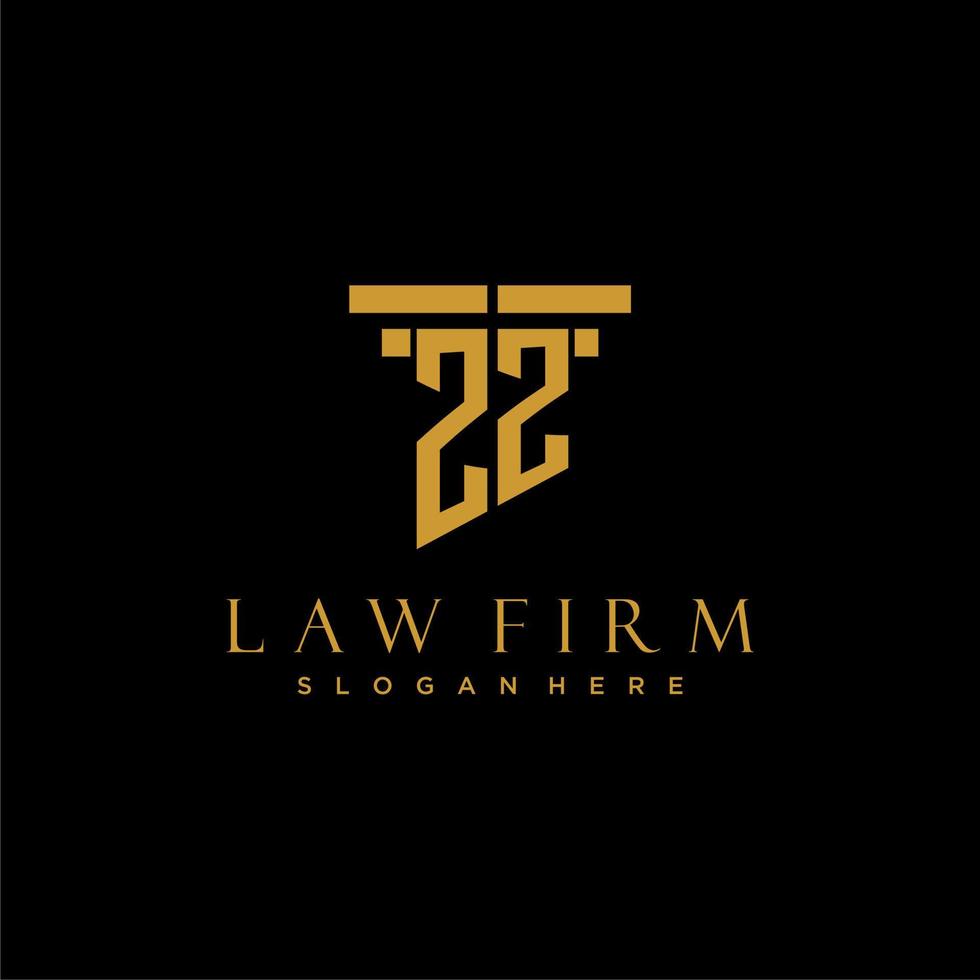 ZZ monogram initial logo for lawfirm with pillar design vector