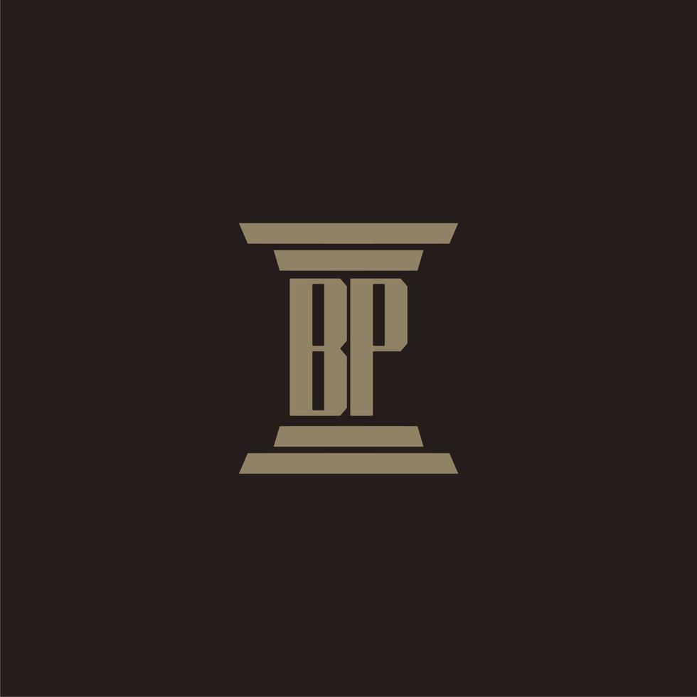 logotipo inicial del monograma bp para bufete de abogados con diseño de pilar vector