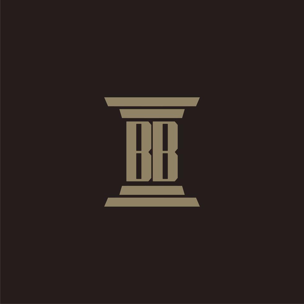 BB monogram initial logo for lawfirm with pillar design vector