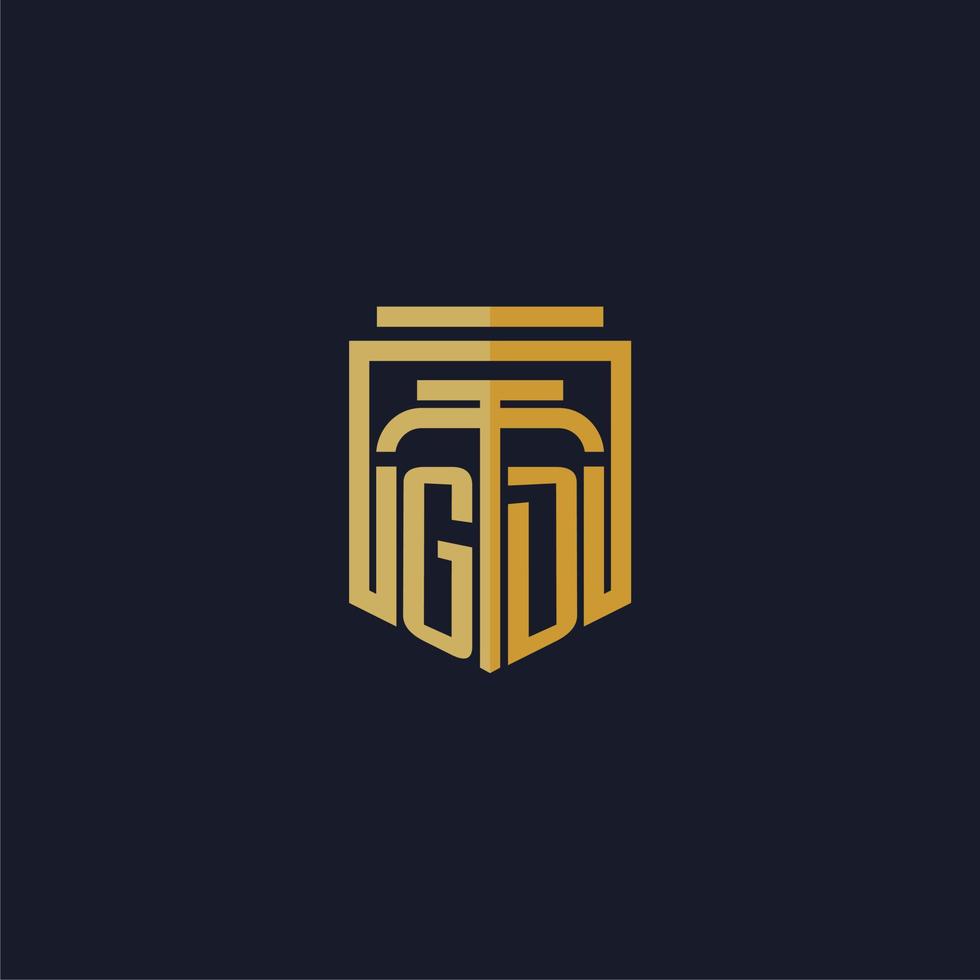 GD initial monogram logo elegant with shield style design for wall mural lawfirm gaming vector