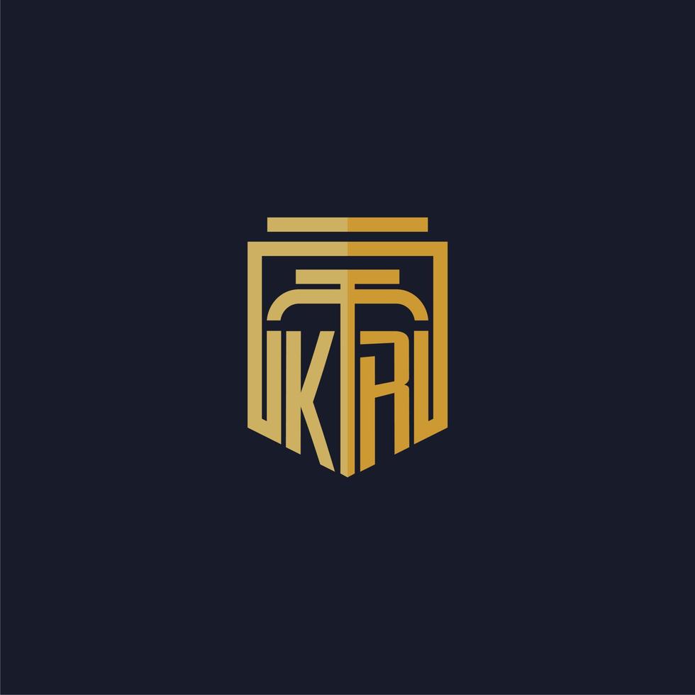 KR initial monogram logo elegant with shield style design for wall mural lawfirm gaming vector