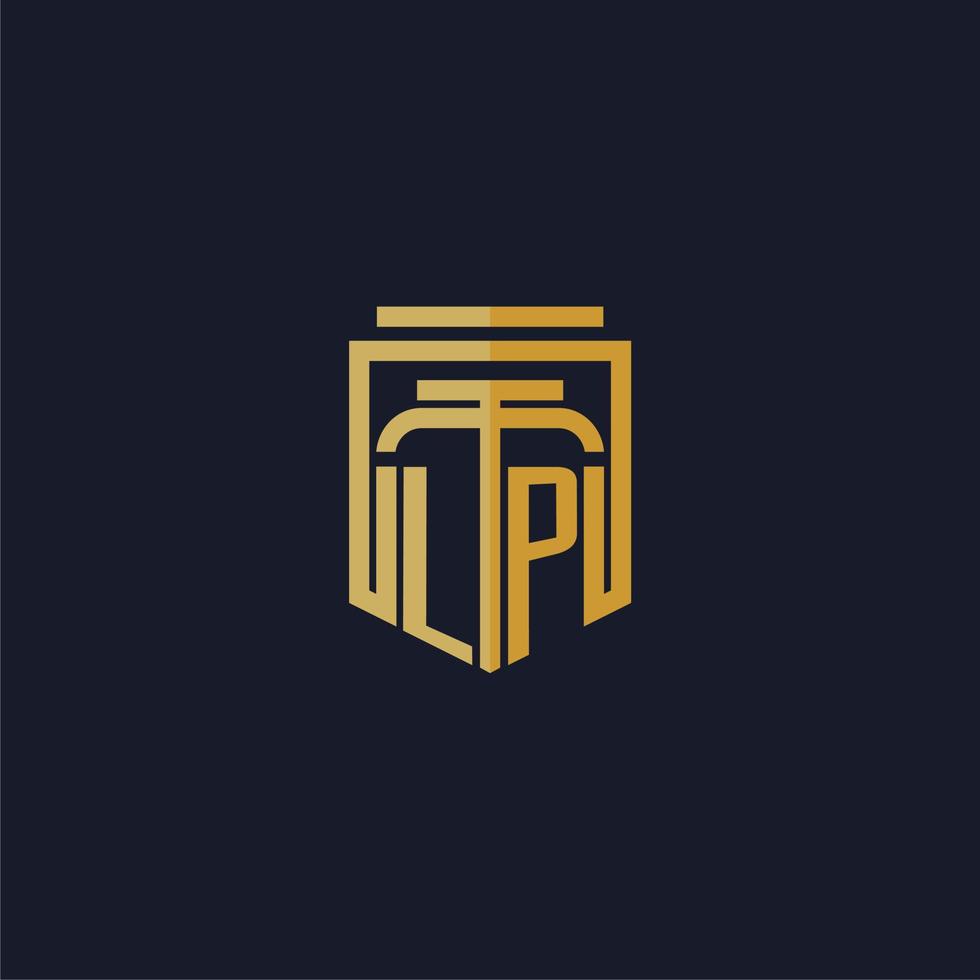 LP initial monogram logo elegant with shield style design for wall mural lawfirm gaming vector