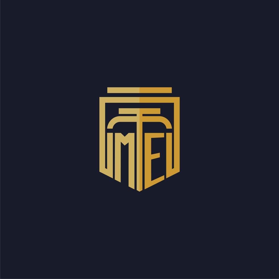 ME initial monogram logo elegant with shield style design for wall mural lawfirm gaming vector