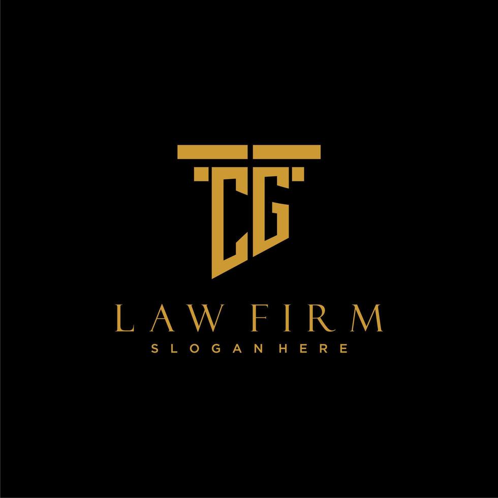 CG monogram initial logo for lawfirm with pillar design vector