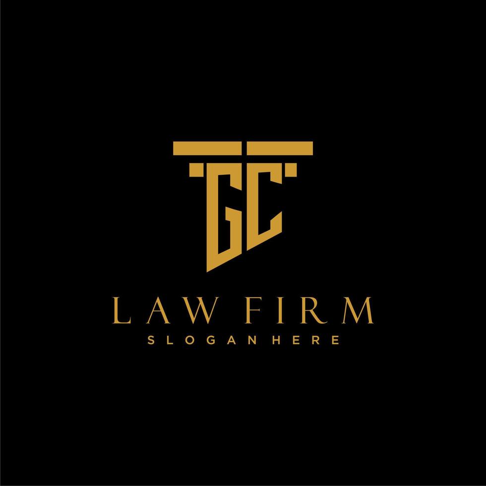 GC monogram initial logo for lawfirm with pillar design vector