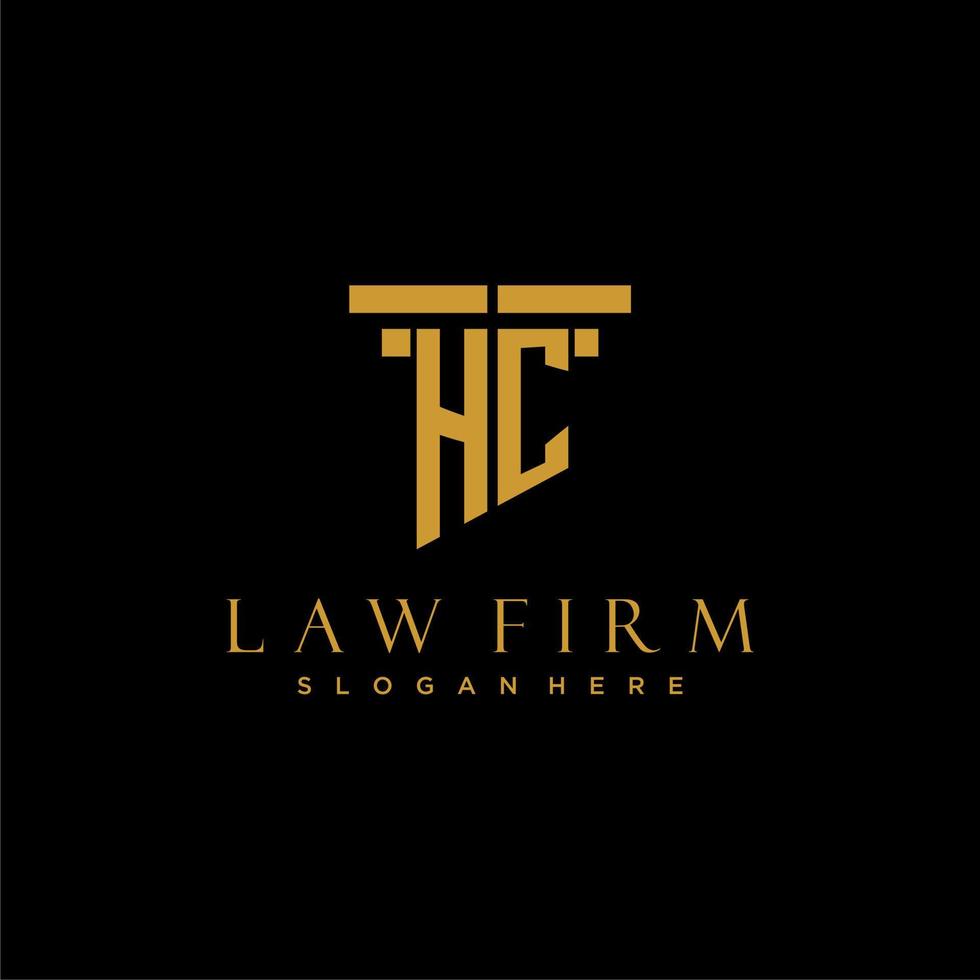 HC monogram initial logo for lawfirm with pillar design vector