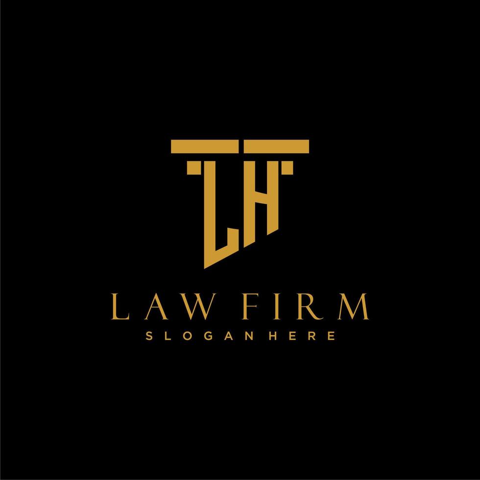LH monogram initial logo for lawfirm with pillar design vector