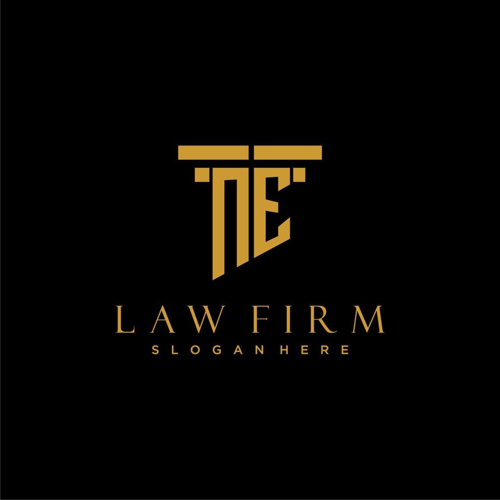 NE monogram initial logo for lawfirm with pillar design vector