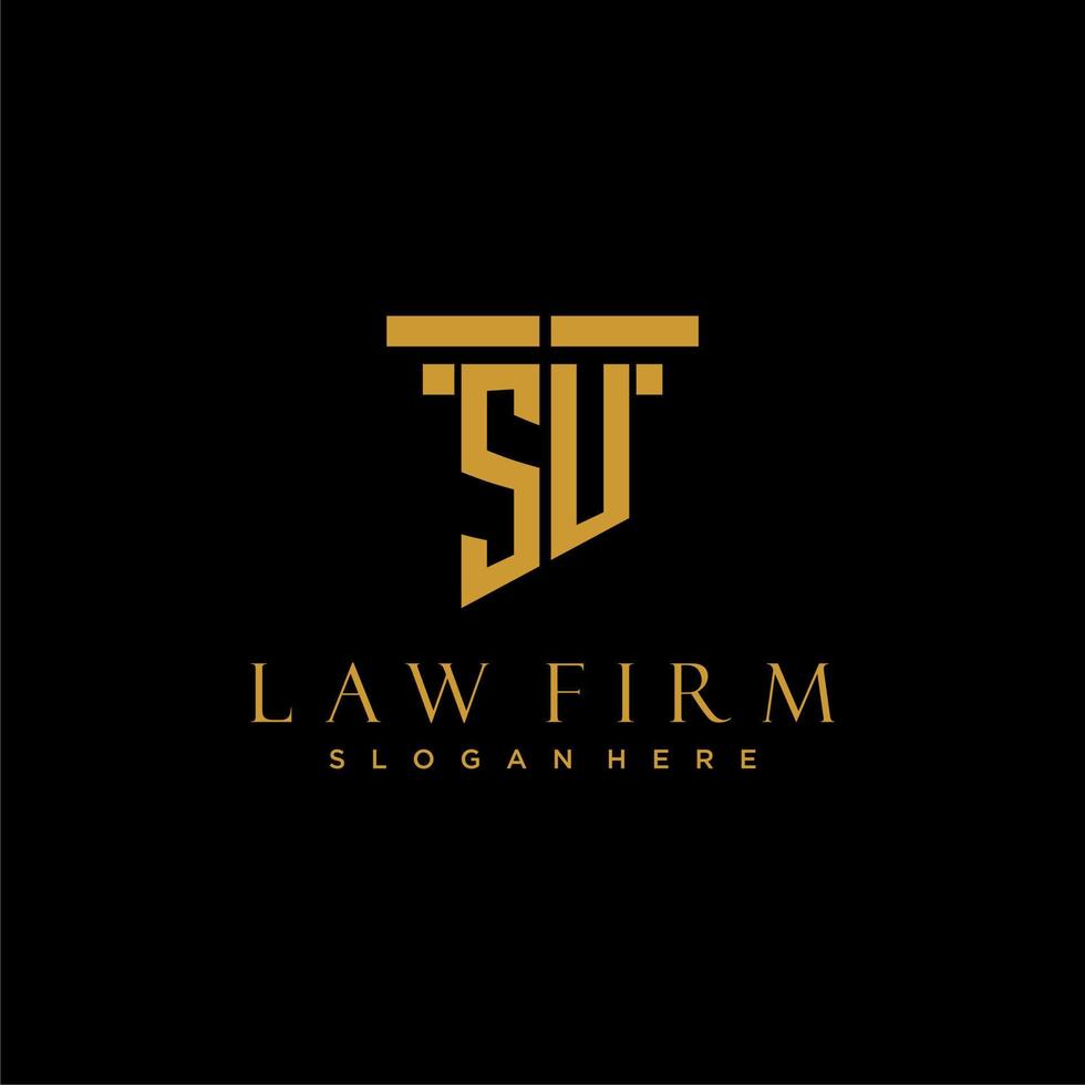 SU monogram initial logo for lawfirm with pillar design vector