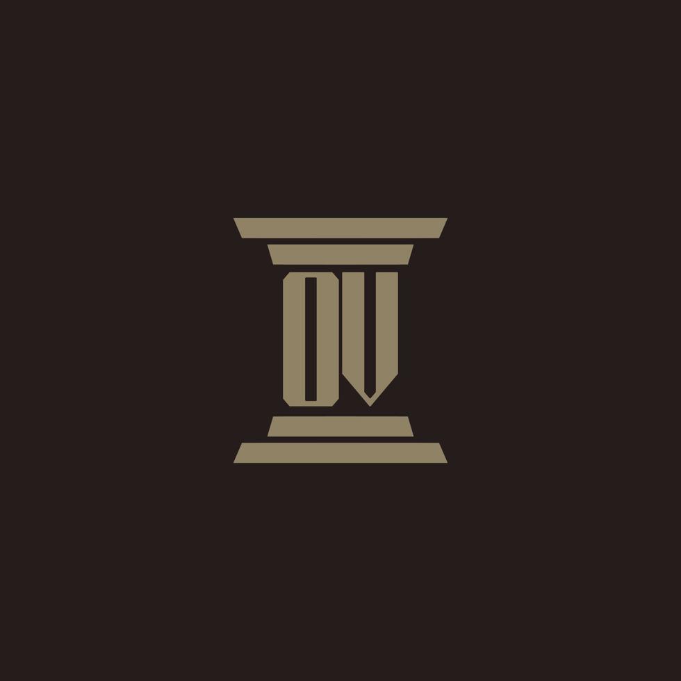 OV monogram initial logo for lawfirm with pillar design vector