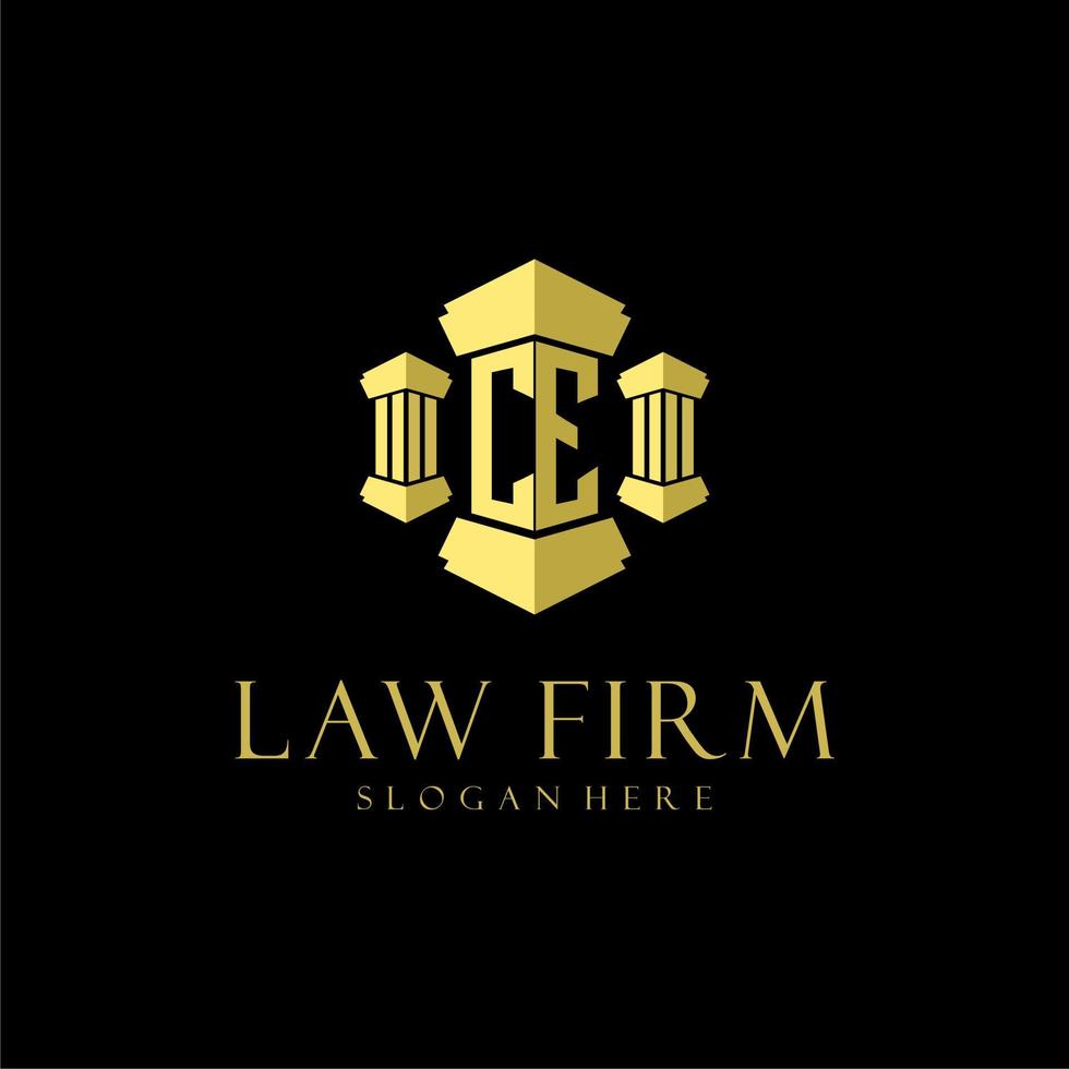 CE initial monogram logo for lawfirm with pillar design vector