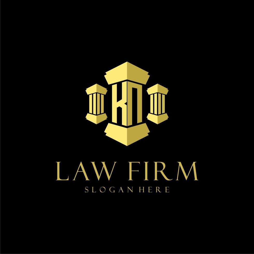 KN initial monogram logo for lawfirm with pillar design vector