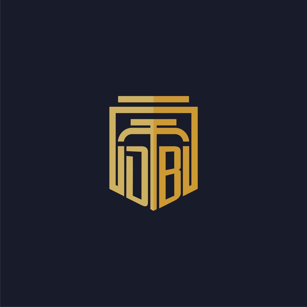 DB initial monogram logo elegant with shield style design for wall mural lawfirm gaming vector