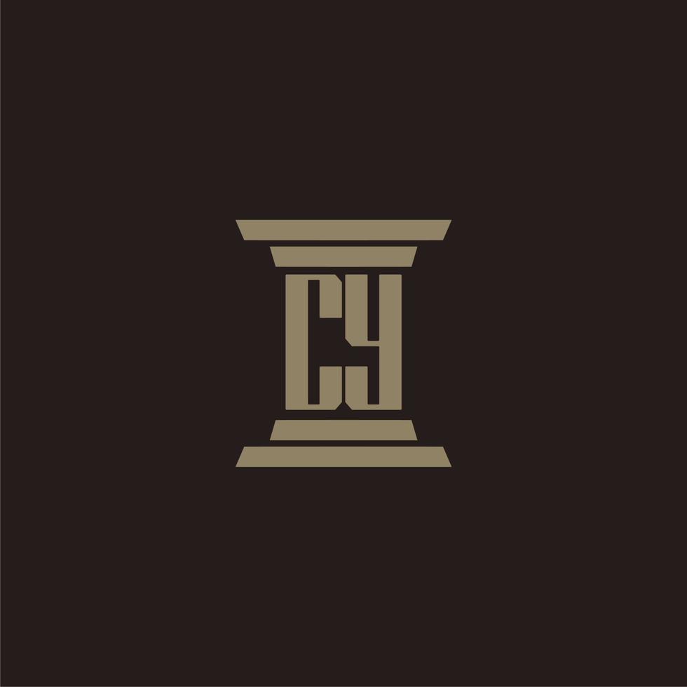 CY monogram initial logo for lawfirm with pillar design vector