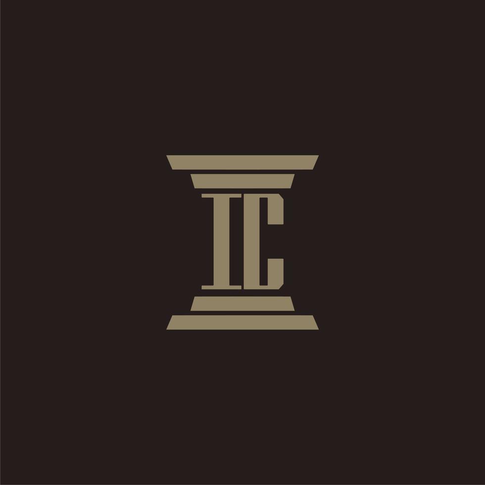 IC monogram initial logo for lawfirm with pillar design vector