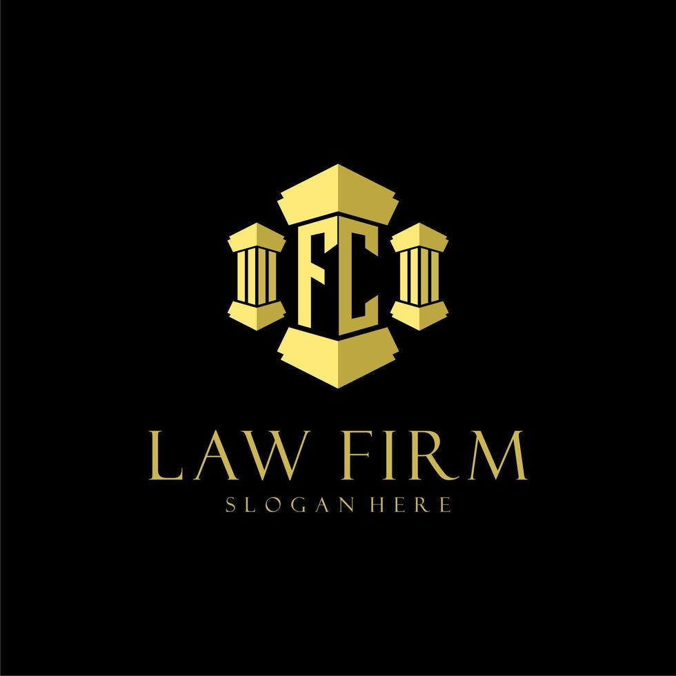 FC initial monogram logo for lawfirm with pillar design vector