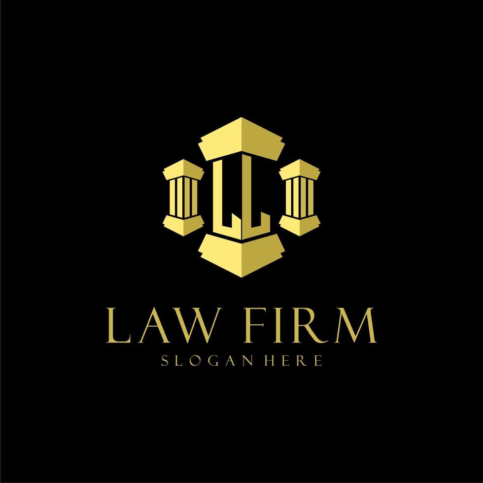 LL initial monogram logo for lawfirm with pillar design vector