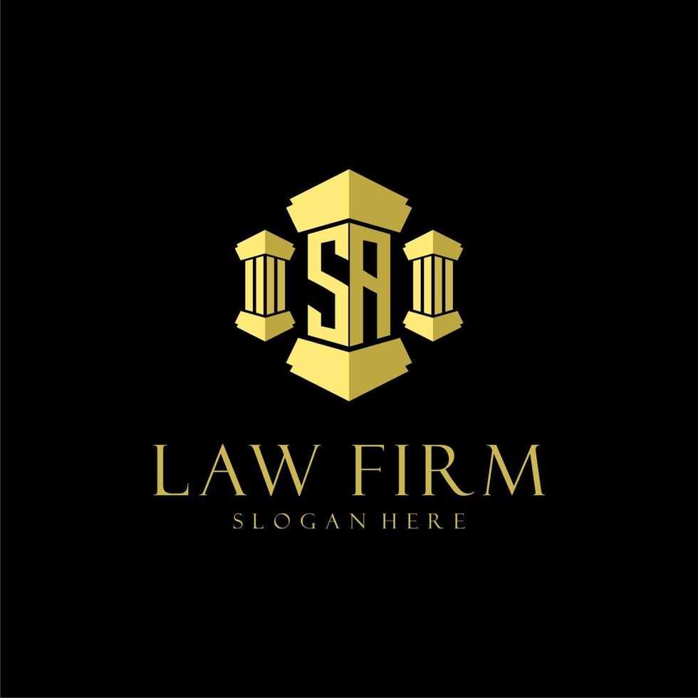 SA initial monogram logo for lawfirm with pillar design vector