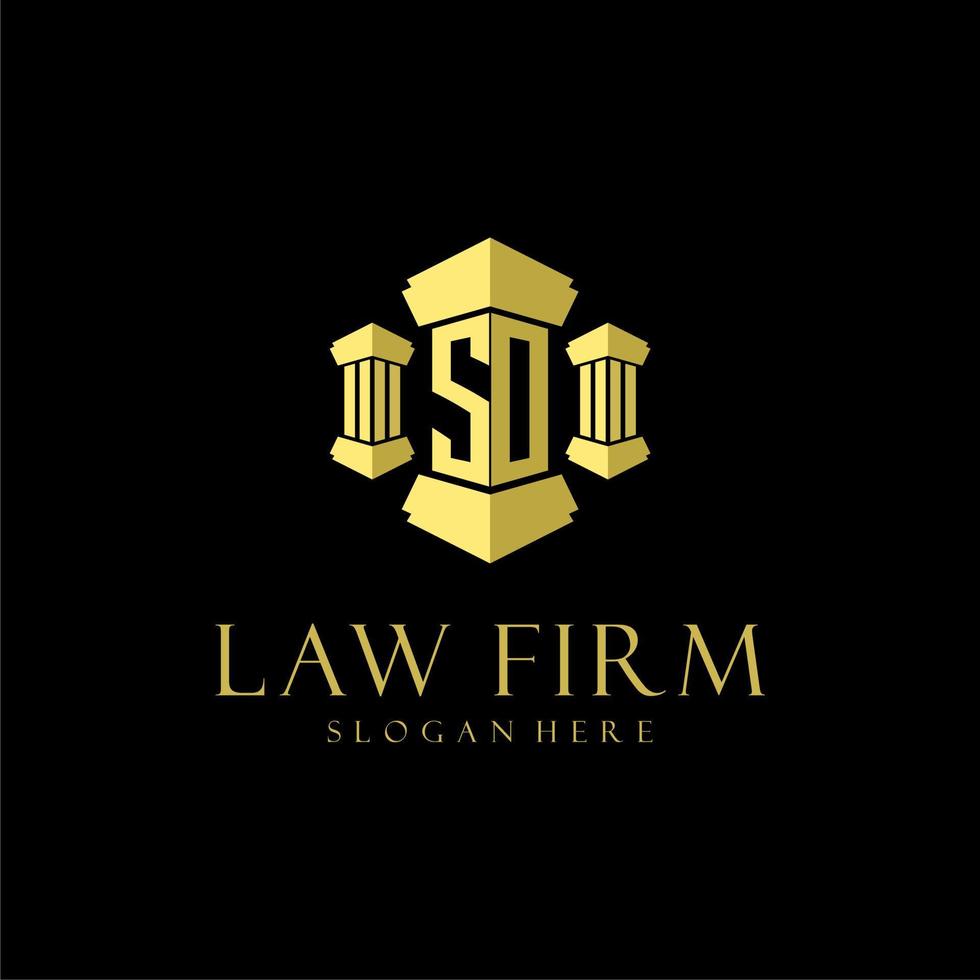 SO initial monogram logo for lawfirm with pillar design vector