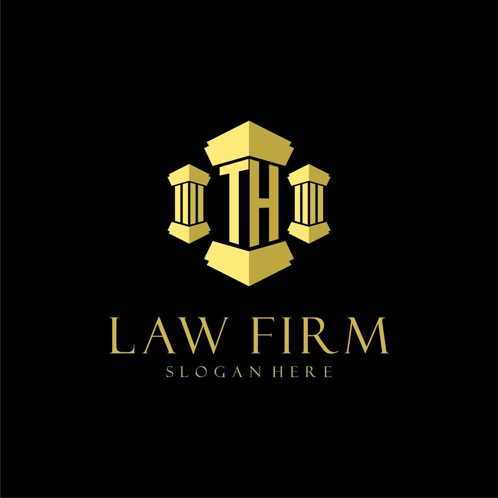 TH initial monogram logo for lawfirm with pillar design vector