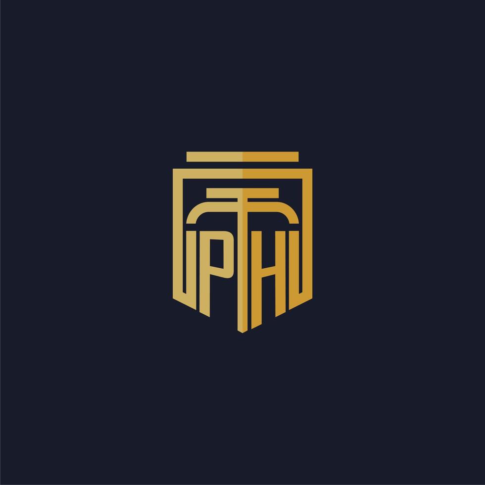 PH initial monogram logo elegant with shield style design for wall mural lawfirm gaming vector