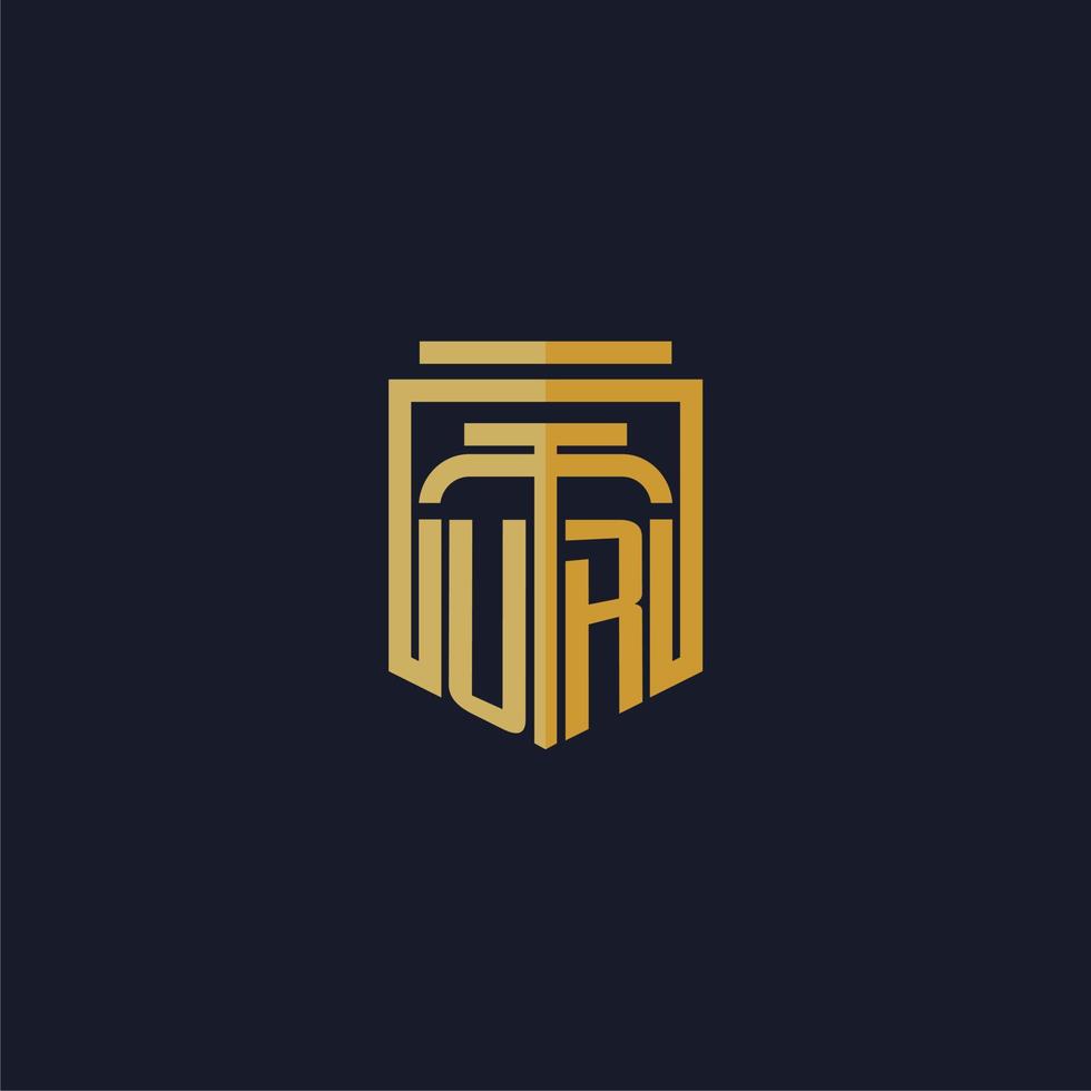 UR initial monogram logo elegant with shield style design for wall mural lawfirm gaming vector