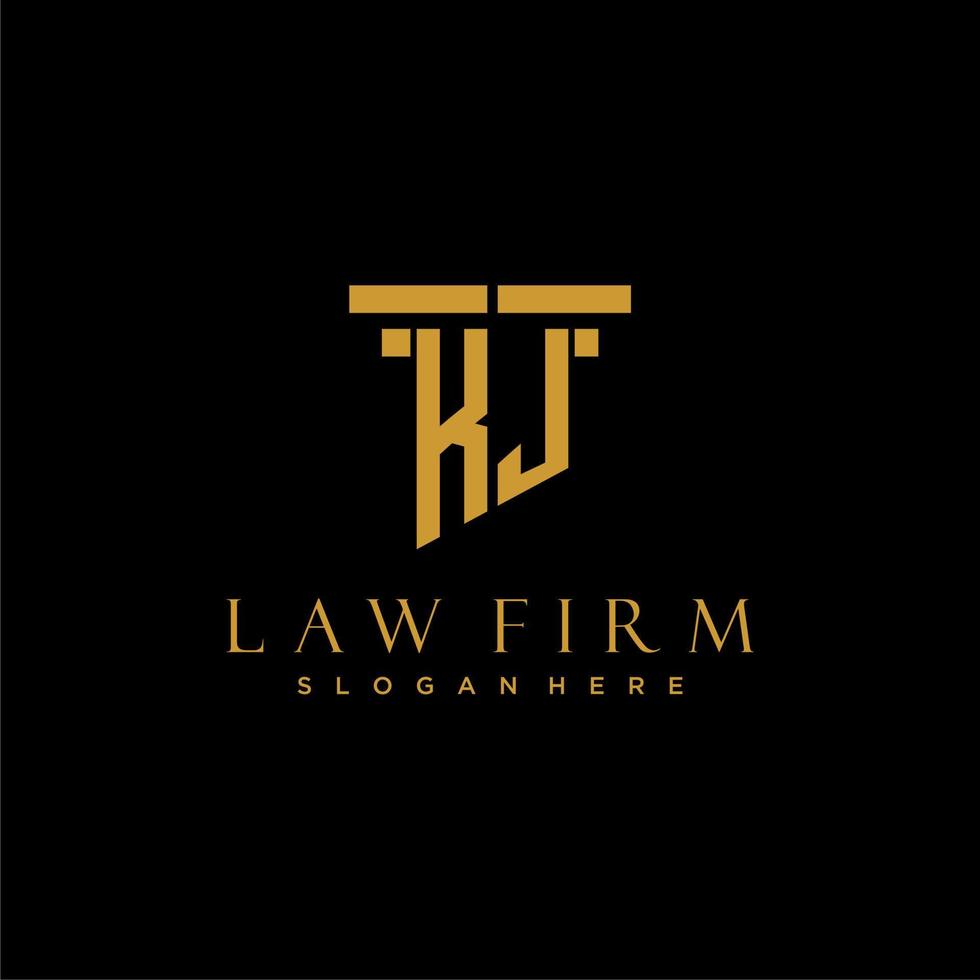 KJ monogram initial logo for lawfirm with pillar design vector