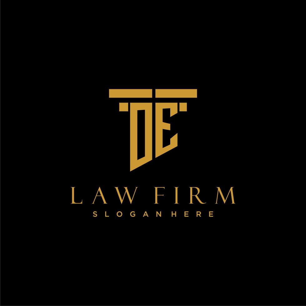 OE monogram initial logo for lawfirm with pillar design vector