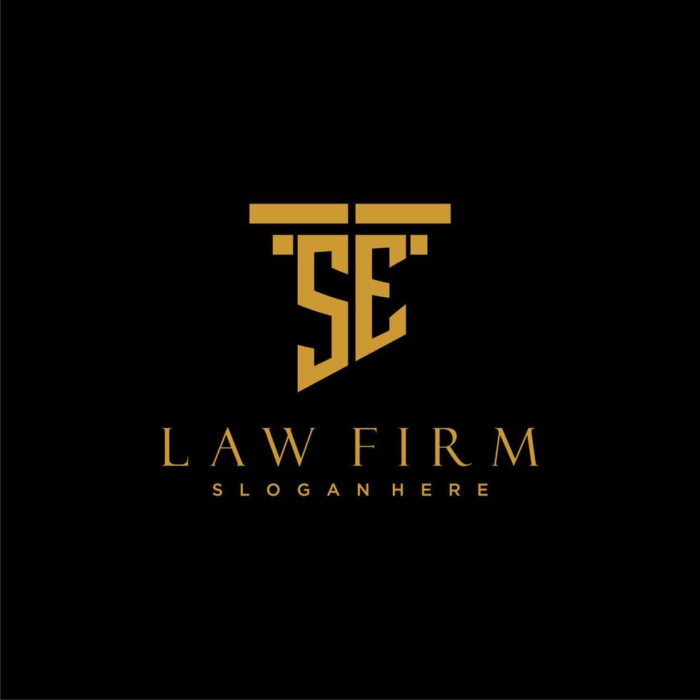 SE monogram initial logo for lawfirm with pillar design vector