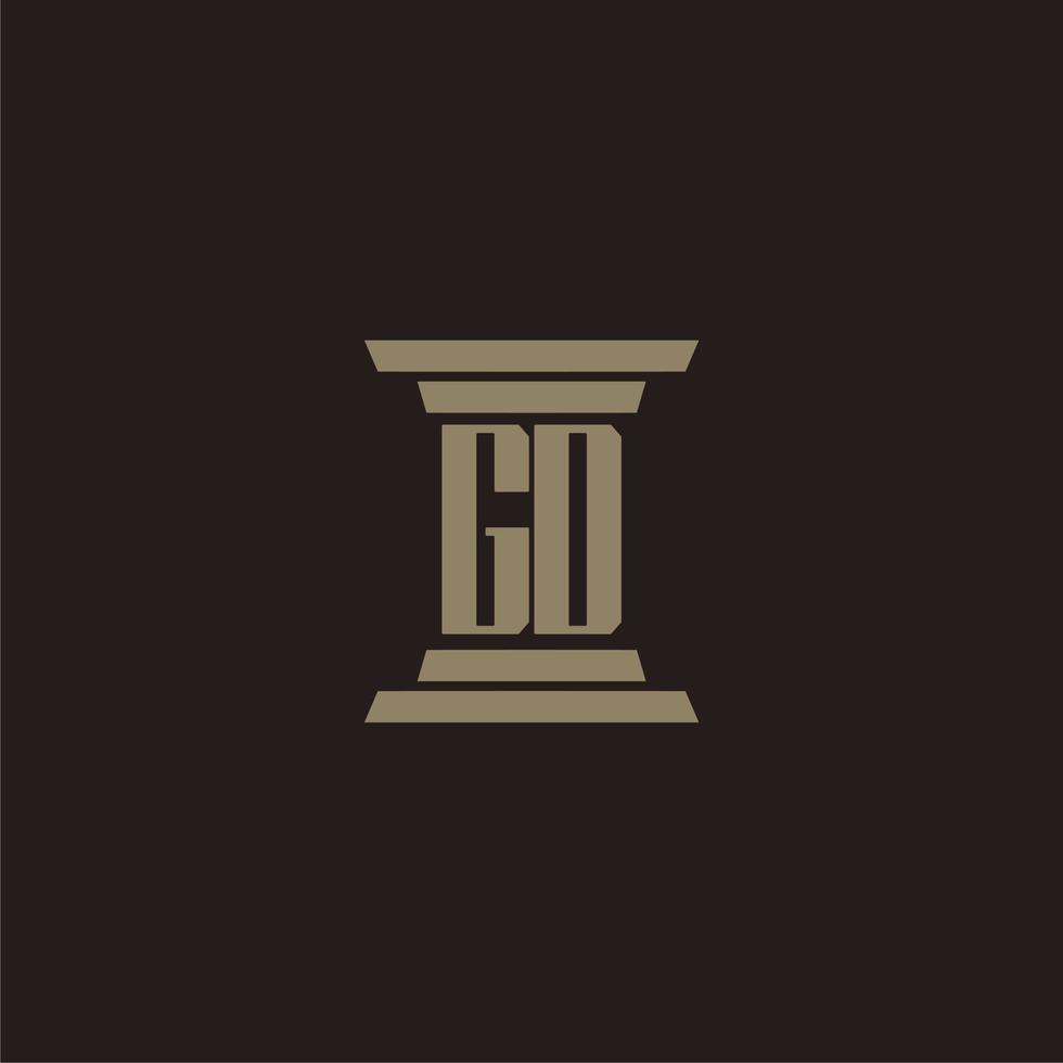 GD monogram initial logo for lawfirm with pillar design vector