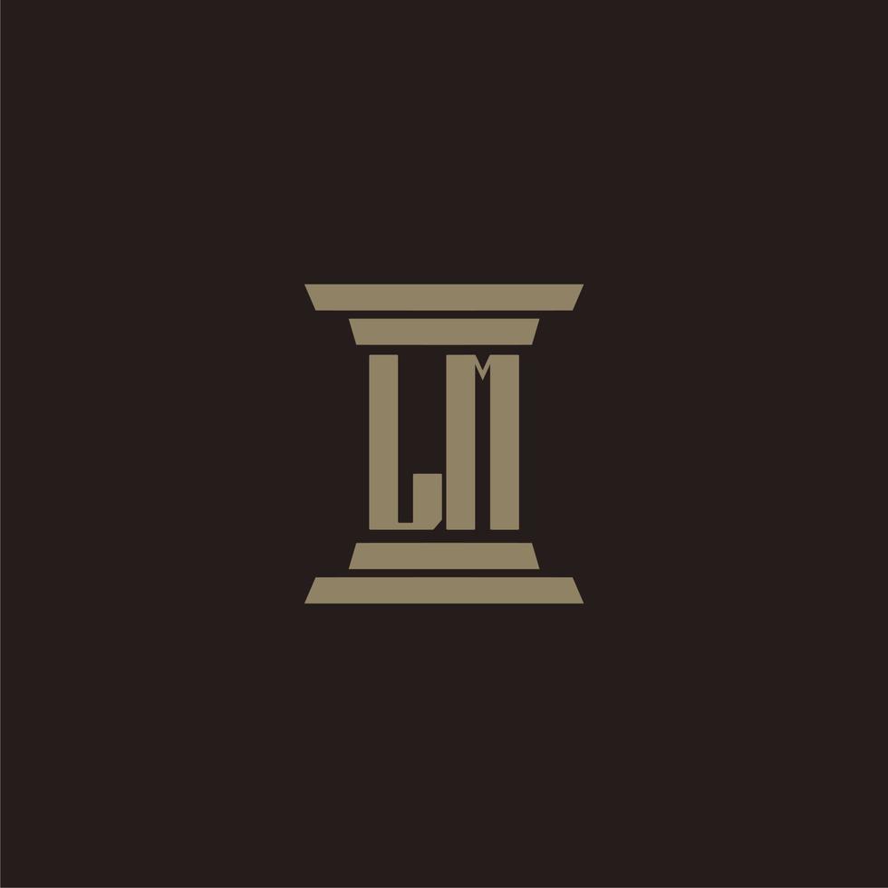 LM monogram initial logo for lawfirm with pillar design vector