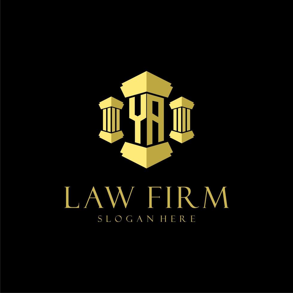 YA initial monogram logo for lawfirm with pillar design vector