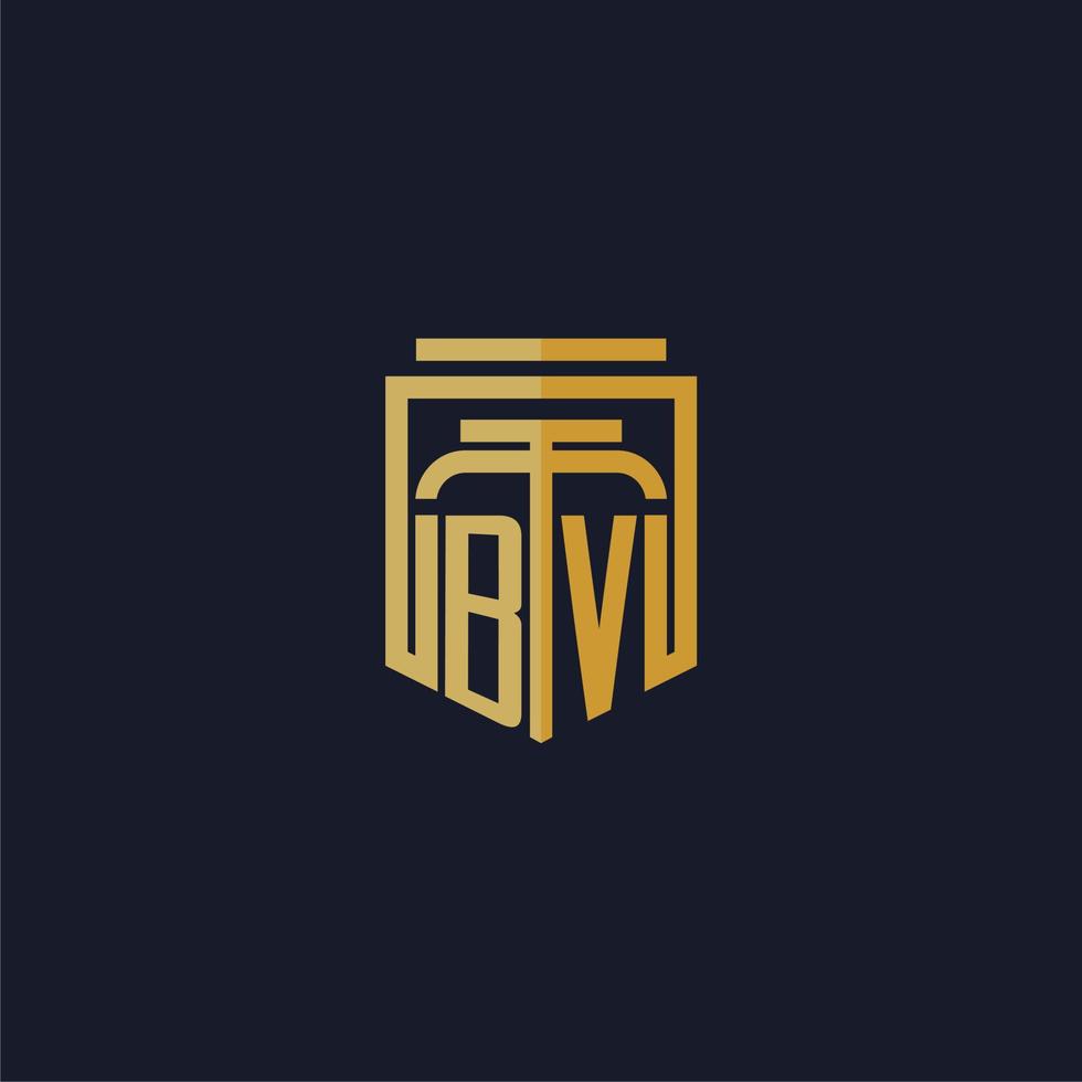 logotipo de monograma inicial bv elegante con diseño de estilo de escudo para mural de juegos de bufete de abogados vector