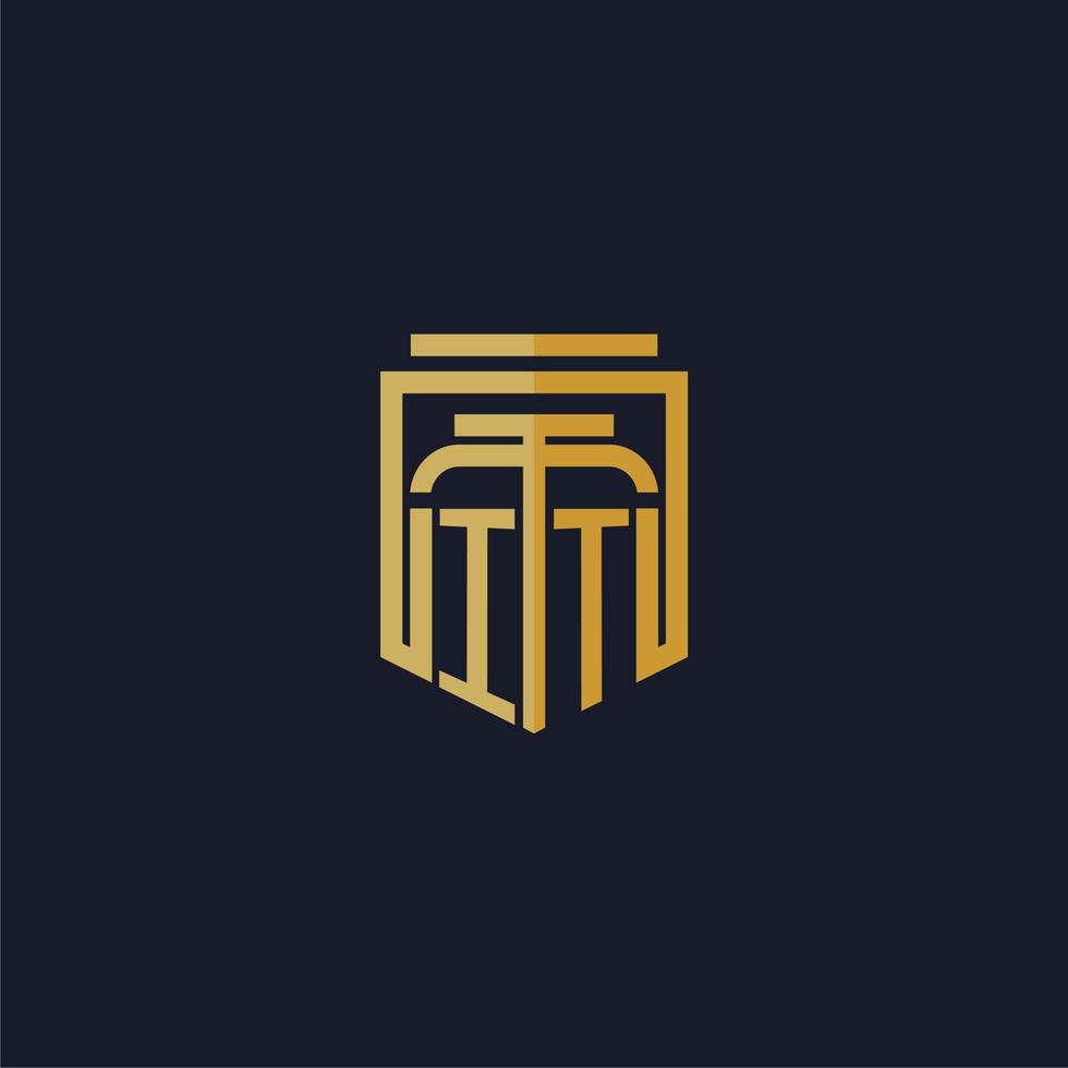 IT initial monogram logo elegant with shield style design for wall mural lawfirm gaming vector