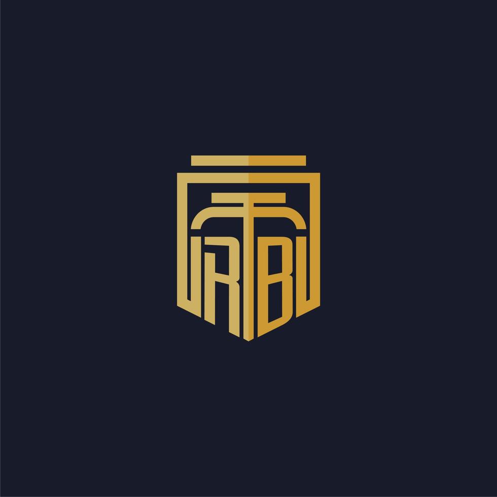 logotipo de monograma inicial de rb elegante con diseño de estilo de escudo para mural de juegos de bufete de abogados vector