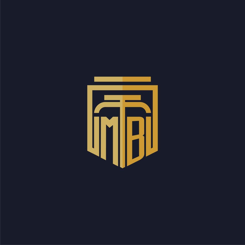 MB initial monogram logo elegant with shield style design for wall mural lawfirm gaming vector