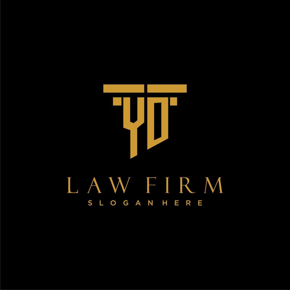 YO monogram initial logo for lawfirm with pillar design vector