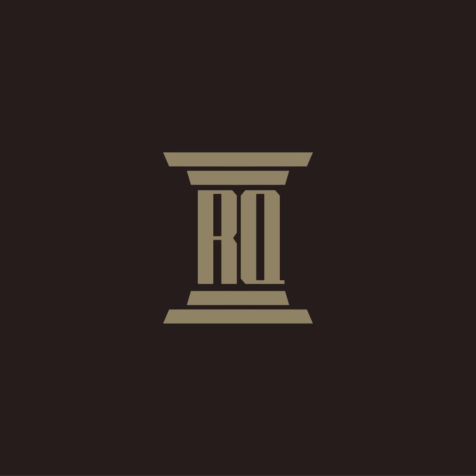 RQ monogram initial logo for lawfirm with pillar design vector